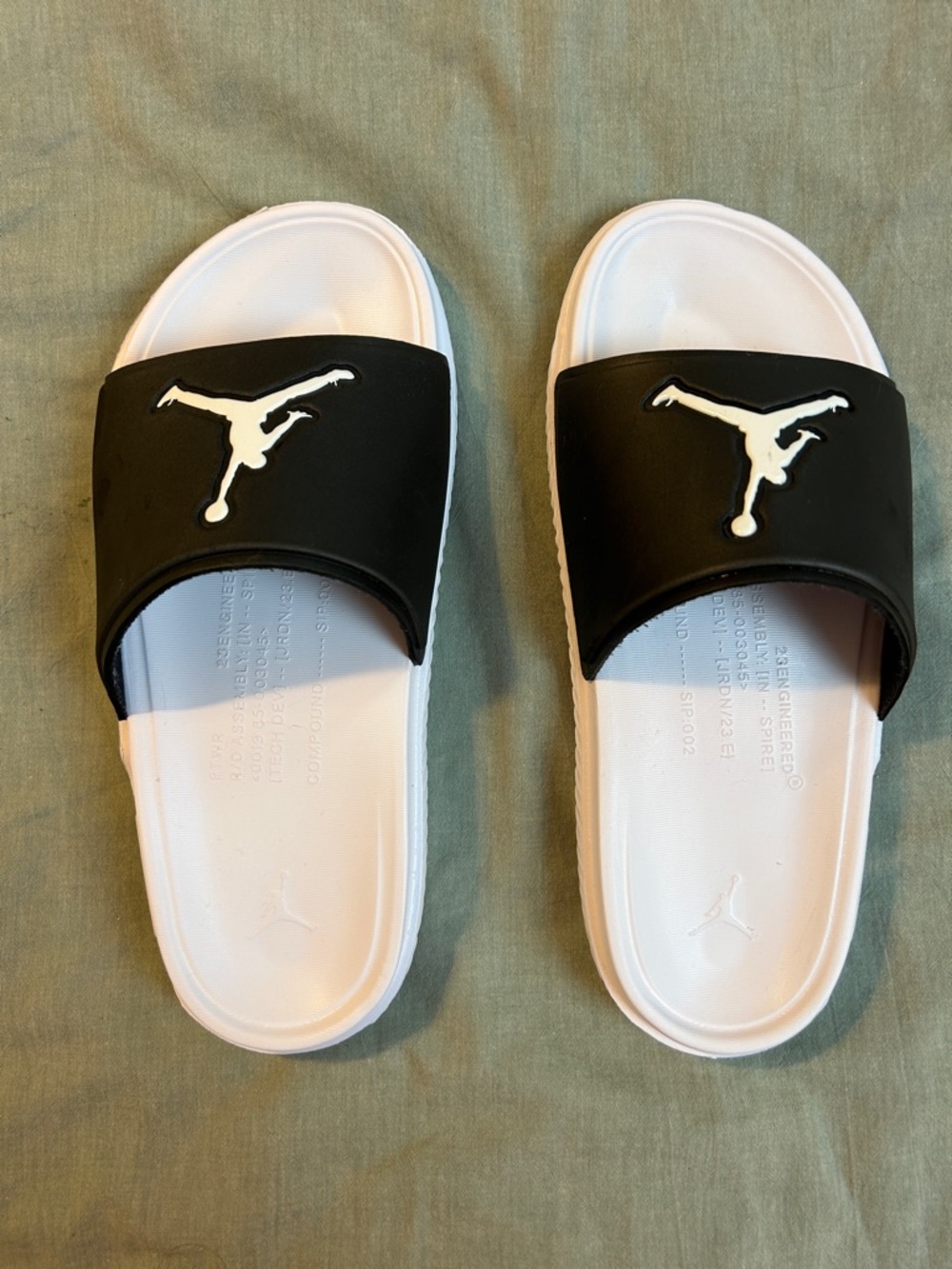Jordan Black and White Slide Sandals with Jumpman Logo